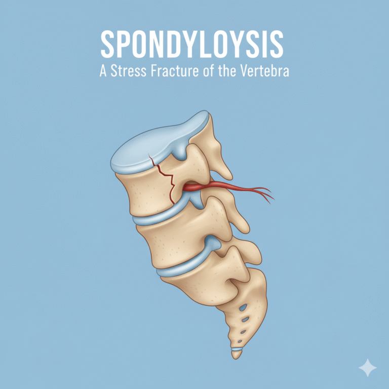 Spondylolysis showing a stress fracture in a vertebral pars interarticularis